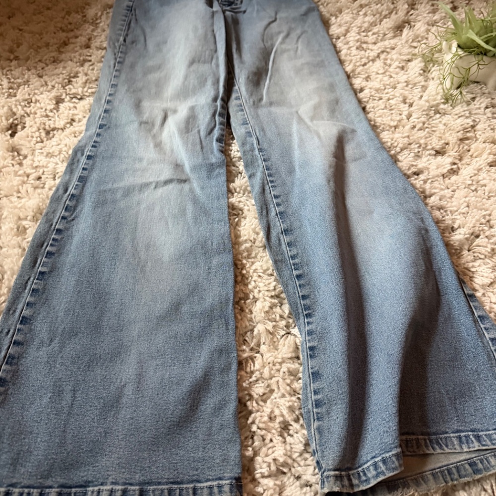 Chic Angels Y2K 2000s deep V vintage Light Blue flare Denim Jeans blue jeans wit - Picture 8 of 8